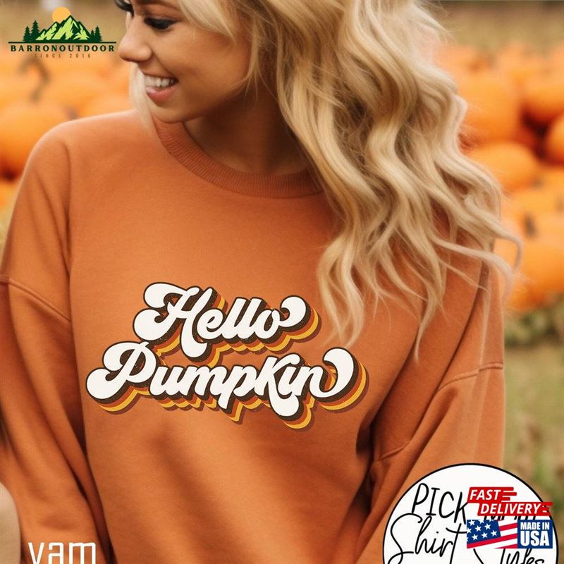 Comfort Colors® Hello Pumpkin Sweatshirt Retro Vintage Fall Shirts For Women Patch Shirt Unisex Comfort Colors® Hello Pumpkin Sweatshirt Retro Vintage Fall Shirts For Women Patch Shirt Unisex