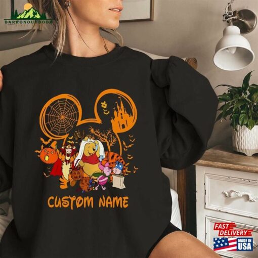 Comfort Colors® Personalized Disney Halloween Winnie The Pooh Sweatshirt Family And Friends T-Shirt Hoodie