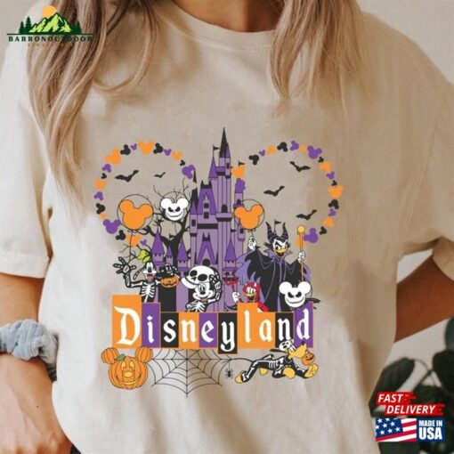 Comfort Colors® Retro Disney Halloween Shirt Mickey And Friends Skeleton T-Shirt Disneyland Matching Tee Unisex Hoodie