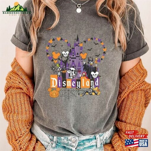 Comfort Colors® Retro Disney Halloween Shirt Mickey And Friends Skeleton T-Shirt Disneyland Matching Tee Unisex Hoodie