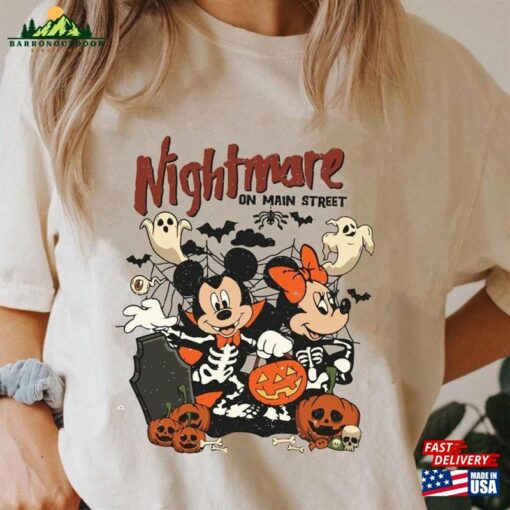 Comfort Colors® Retro Mickey Minnie Halloween Shirt Nightmare On The Main Street T-Shirt Pumpkin Tee Hoodie Unisex