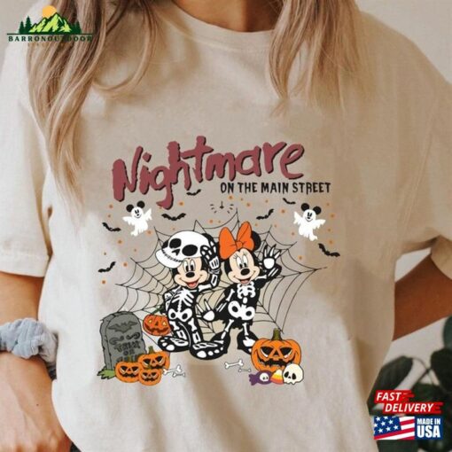 Comfort Colors® Retro Mickey Minnie Halloween Skeleton Shirt Nightmare On The Main Street T-Shirt Pumpkin Tee Sweatshirt Classic