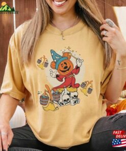 Comfort Colors(r) Sorcerer Mickey Pumpkin Shirt Fantasia Disney Halloween Magic Broom Silly Symphony Skeleton Unisex Hoodie 3