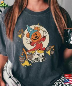 Comfort Colors(r) Sorcerer Mickey Pumpkin Shirt Fantasia Disney Halloween Magic Broom Silly Symphony Skeleton Unisex Hoodie 4
