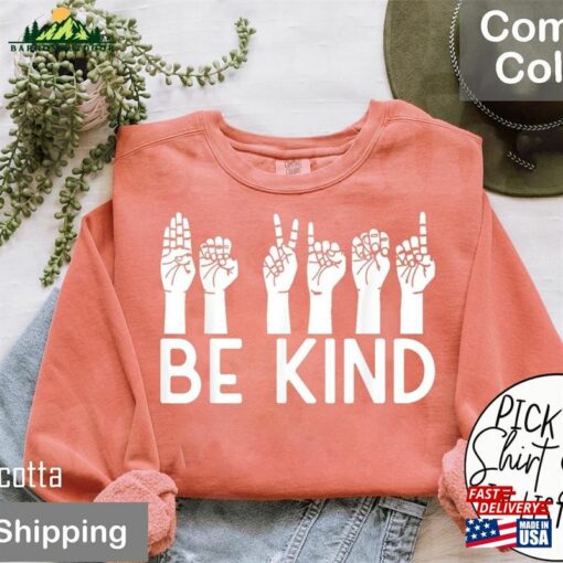 Comfort Colors® Unity Day Orange Kids 2023 Anti Bullying Love Sign Language Shirt End Sweatshirt T-Shirt