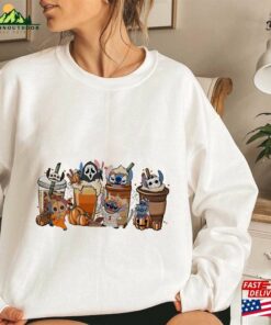 Comfort Colors(r) Vintage Stitch Horror Halloween Coffee Sweatshirt Movie Characters Hoodie T Shirt 4