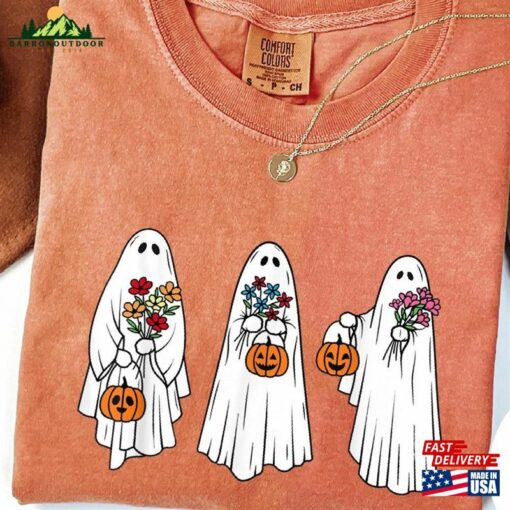 Comfort Colors Cute Halloween Ghosts T-Shirt Ghost Floral Shirt Classic