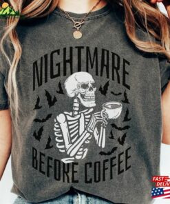 Comfort Colors Halloween Skeleton Shirt Dead Inside But Caffeinated Hoodie Unisex