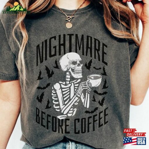 Comfort Colors Halloween Skeleton Shirt Dead Inside But Caffeinated Hoodie Unisex