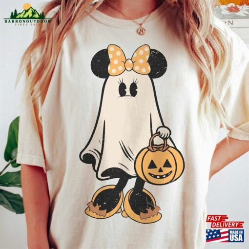 Comfort Colors Minnie Ghost Halloween Shirt Retro Spooky Season Mickey Hoodie Classic