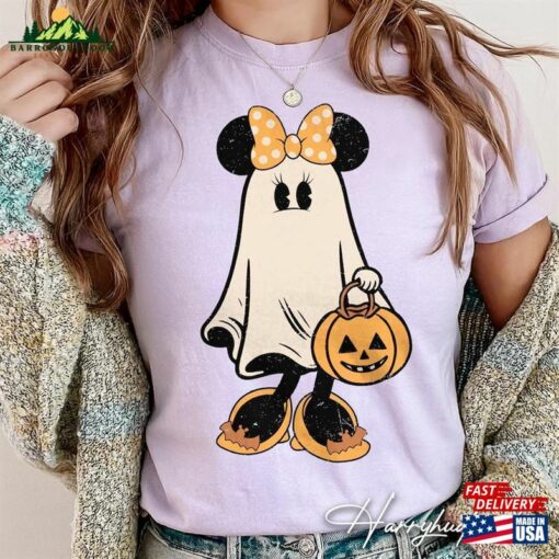 Comfort Colors Minnie Ghost Halloween Shirt Retro Spooky Season Mickey Hoodie Classic