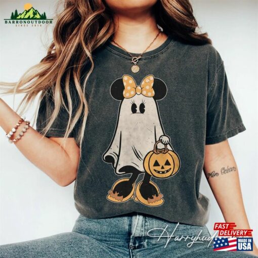 Comfort Colors Minnie Ghost Halloween Shirt Retro Spooky Season Mickey Hoodie Classic