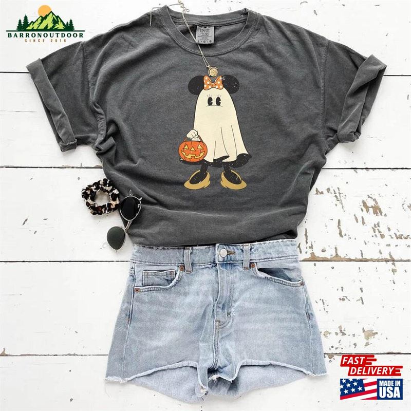 Comfort Colors Minnie Ghost Halloween T-Shirt Vintage Spooky Season Shirt Mickey Classic Sweatshirt