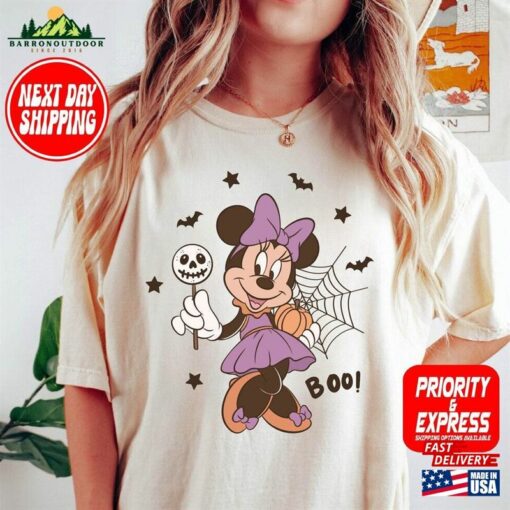 Comfort Colors Minnie Ghost Halloween T-Shirt Vintage Spooky Season Shirt Mickey Hoodie