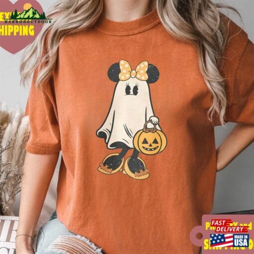 Comfort Colors Minnie Ghost Halloween T-Shirt Vintage Spooky Season Shirt Mickey Sweatshirt Unisex