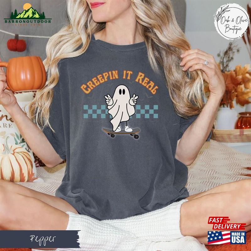 Comfort Colors Retro Halloween Shirt Creepin It Real Vintage Ghost Classic Sweatshirt Comfort Colors Retro Halloween Shirt Creepin It Real Vintage Ghost Classic Sweatshirt