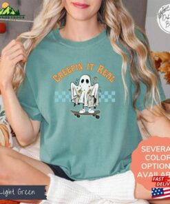 Comfort Colors Retro Halloween Shirt Creepin It Real Vintage Ghost Unisex Hoodie