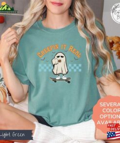 Comfort Colors Retro Halloween Shirt Creepin It Real Vintage Ghost Unisex T-Shirt