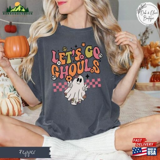 Comfort Colors Retro Halloween Shirt Let’s Go Ghouls Classic Unisex