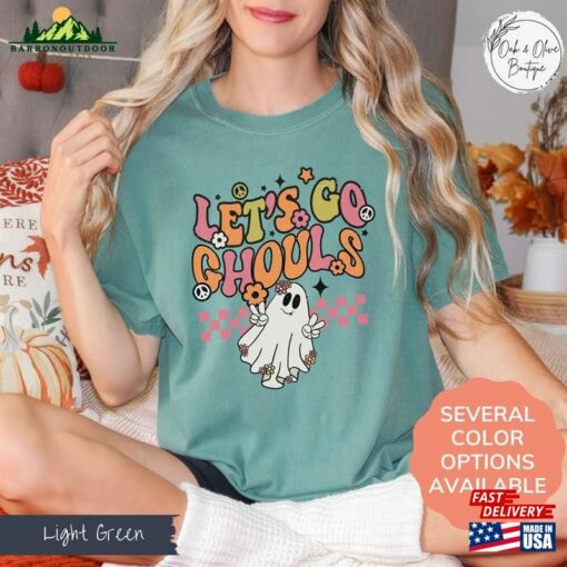 Comfort Colors Retro Halloween Shirt Let’s Go Ghouls Unisex Sweatshirt