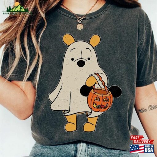 Comfort Colors Retro Pooh Ghost Halloween Shirt Disney Spooky Season Sweatshirt Mickey Hoodie