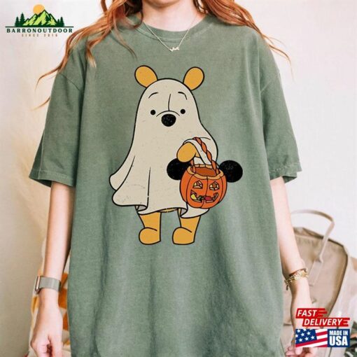 Comfort Colors Retro Pooh Ghost Halloween Shirt Disney Spooky Season Sweatshirt Mickey Hoodie