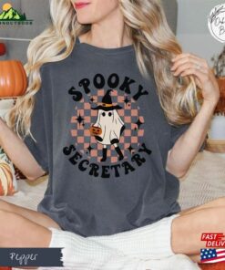 Comfort Colors Retro Spooky Secretary Halloween Ghost Shirt Tee For Her T-Shirt Sweatshirt