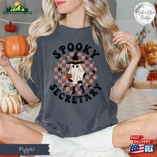 Comfort Colors Retro Spooky Secretary Halloween Ghost Shirt Tee For Her T-Shirt Sweatshirt