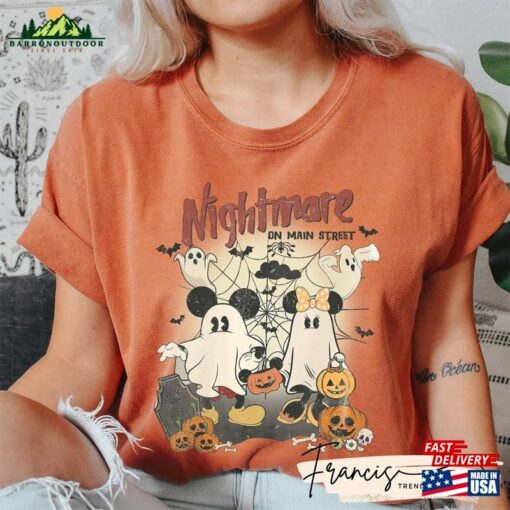 Comfort Colors Vintage Disney Halloween Shirt Nightmare On Main Street Mickey Minnie T-Shirt Classic