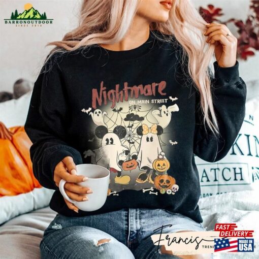 Comfort Colors Vintage Disney Halloween Shirt Nightmare On Main Street Mickey Minnie T-Shirt Classic