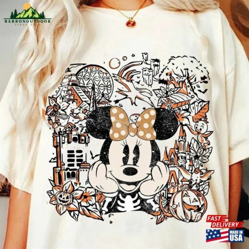 Comfort Colors Vintage Mickey Minnie Skeleton Halloween Shirt Disney Disneyworld Unisex Classic