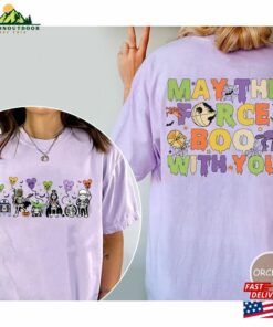 Comfort Colors Vintage Star War Halloween Shirt May The Force Boo With You Disney Skeleton T Shirt Unisex 4