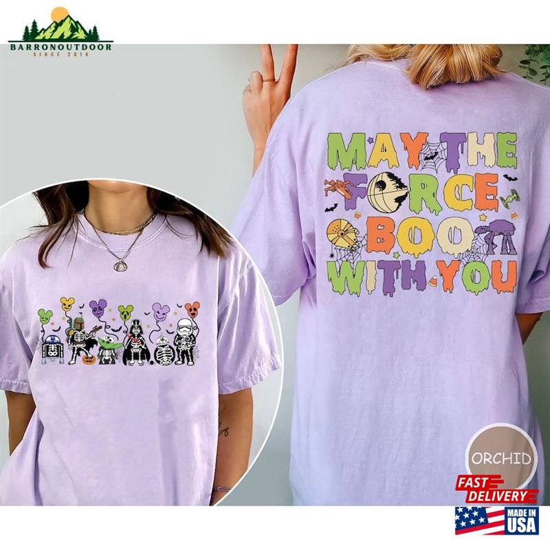 Comfort Colors Vintage Star War Halloween Shirt May The Force Boo With You Disney Skeleton T-Shirt Unisex Comfort Colors Vintage Star War Halloween Shirt May The Force Boo With You Disney Skeleton T-Shirt Unisex