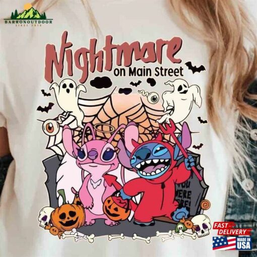 Couple Stitch Halloween Shirt Nightmare On Main Street T-Shirt Unisex