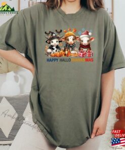 Cow Happy Hallothanksmas Sweatshirt Halloween Thanksgiving Christmas Shirt Classic Hoodie 3