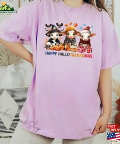 Cow Happy Hallothanksmas Sweatshirt Halloween Thanksgiving Christmas Shirt Classic Hoodie 4