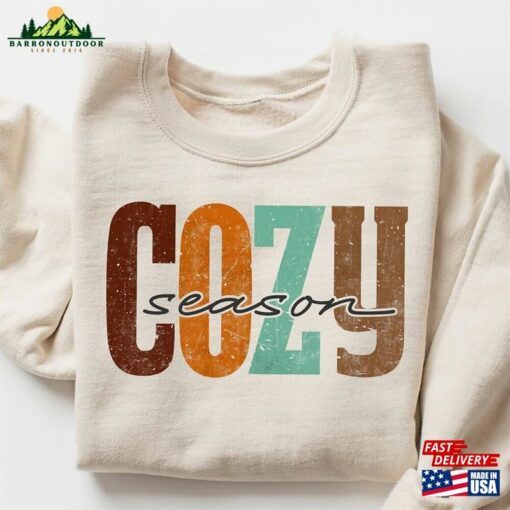 Cozy Season Fall Sweatshirt 2023 Happy Thanksgiving Hello Pumpkin Classic Unisex