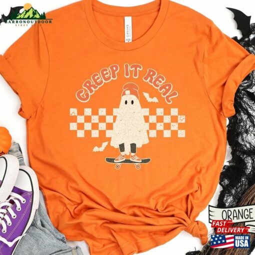 Creep It Real Shirt Retro Halloween Unisex Colors Ghost Sweatshirt Classic