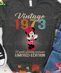 Custom 1973 50 Years Of Being Awesome Limited Edition Minnie Mouse Old Vintage T-Shirt Personalized Gift For Lover Disney Unisex Hoodie