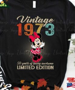 Custom 1973 50 Years Of Being Awesome Limited Edition Minnie Mouse Old Vintage T-Shirt Personalized Gift For Lover Disney Unisex Hoodie