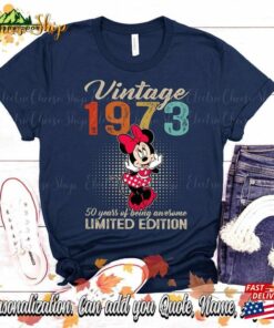 Custom 1973 50 Years Of Being Awesome Limited Edition Minnie Mouse Old Vintage T Shirt Personalized Gift For Lover Disney Unisex Hoodie 3