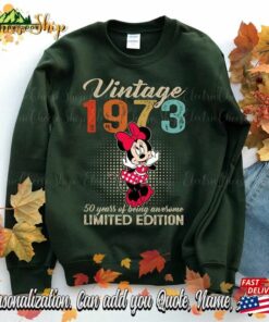 Custom 1973 50 Years Of Being Awesome Limited Edition Minnie Mouse Old Vintage T Shirt Personalized Gift For Lover Disney Unisex Hoodie 4