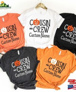 Custom Cousin Crew 2023 Halloween Shirt Funny Pumpkin Face Shirts Sweatshirt Hoodie