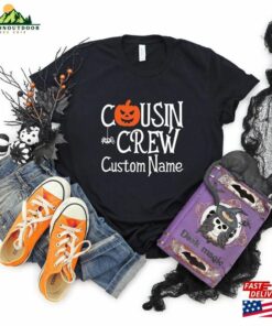 Custom Cousin Crew 2023 Halloween Shirt Funny Pumpkin Face Shirts Sweatshirt Hoodie