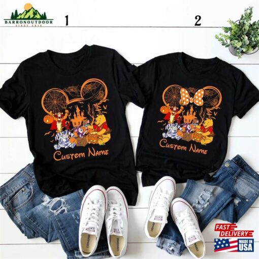 Custom Name The Pooh And Friends Halloween Party 2023 Tee Disney Winnie Shirt Family T-Shirt Hoodie