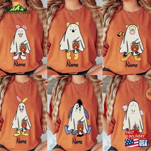 Custom Winnie The Pooh Character Halloween Comfort Colors Shirt Disney Ghost Mickey Hoodie Sweatshirt