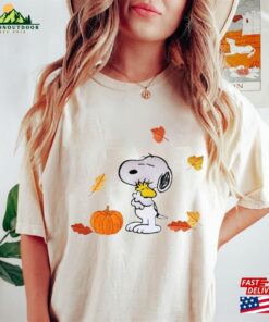 Cute Fall Snoopy Sweatshirt Halloween Unisex Autumn Leaves Pumpkin T Shirt 3