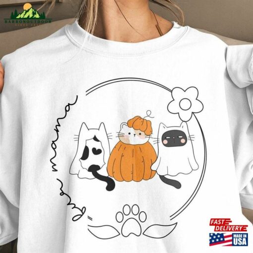 Cute Fur Mom Sweatshirt Ghost Cat Shirt Lover Hoodie