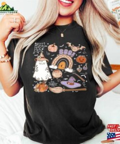 Cute Girls Halloween Shirt Doodles Collage Pink Shirts Kids T-Shirt Sweatshirt