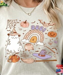 Cute Girls Halloween Shirt Doodles Collage Pink Shirts Kids T-Shirt Sweatshirt